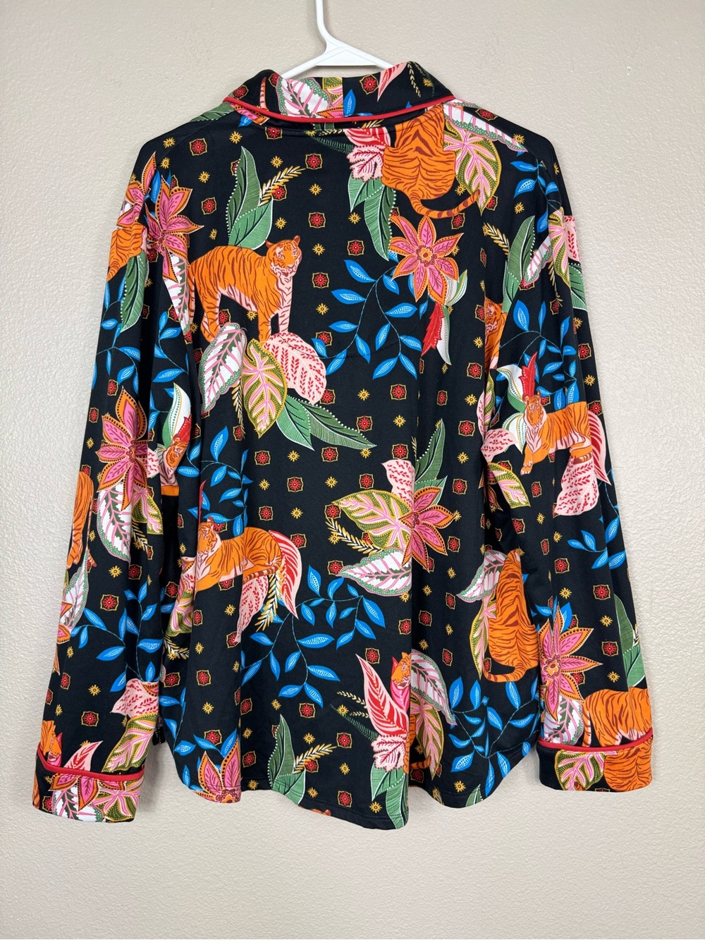 Room Service Tiger Novelty Print Pajama Set Black Floral Button Up‎ Lounge XXL C - Picture 7 of 10